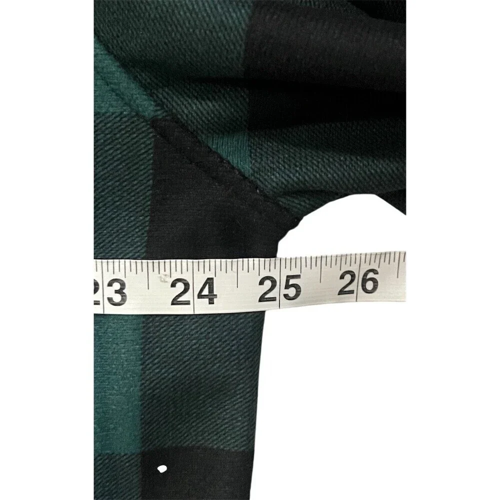 Men’s Shirt Jacket XL Green & Black Buffalo Plaid Fleece Lined Winter Fall Cozy